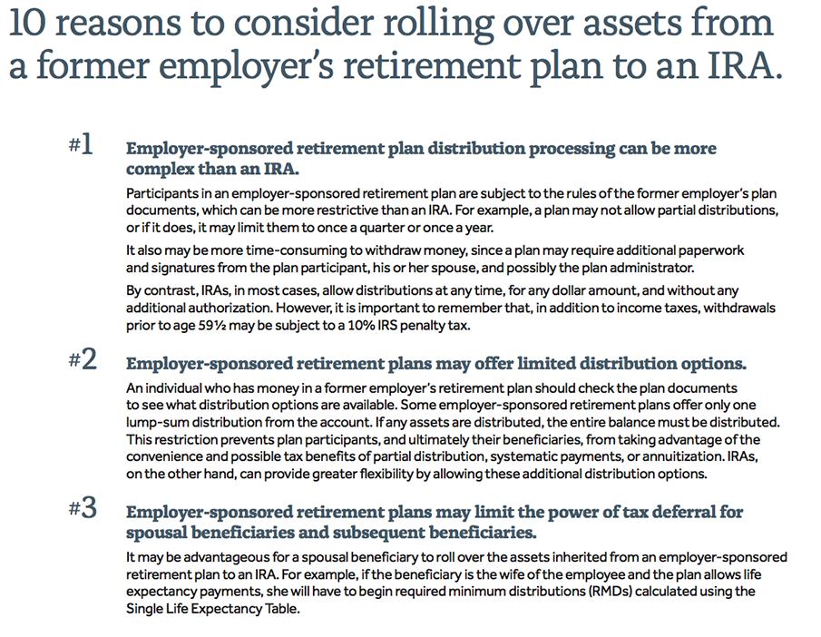 10 Reasons to Rollover Assets<br> from an Old Employer